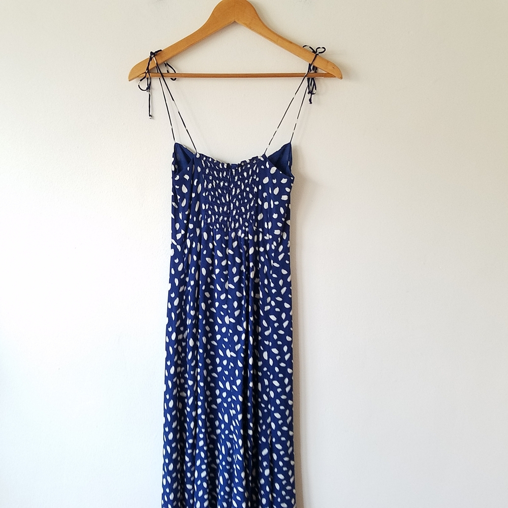 Reformation Juliette Moray Blue Midi Dress Spaghetti Strap Sweetheart Neckline - Picture 7 of 16